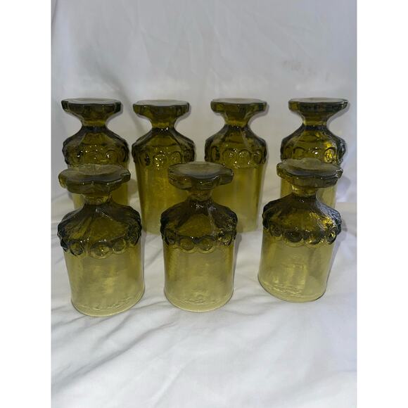 Vintage Wine Goblets Tiffin Franciscan Madeira Glasses Avocado Olive Green Heavy - Picture 4 of 8